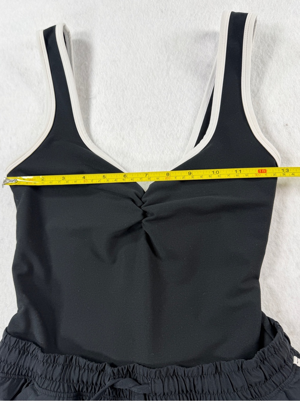 YPB Your Personal Best Active Bodysuit Black White Trim Ruched Sweetheart Small - Picture 4 of 10